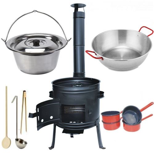 Kotlíkový set Párty 2 v 1 full, kotlina 45 cm a kotlík nerez Lux 30 L s hlbokou panvicou a príslušenstvom