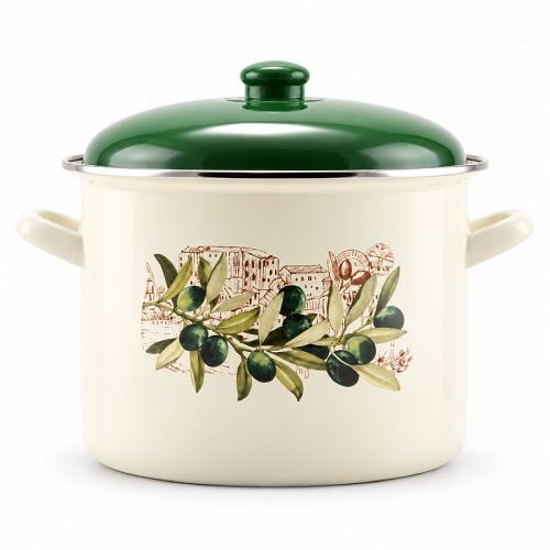 Veľkoobjemový smaltovaný hrniec s pokrievkou Bonyhádi 8,6 l, 24 cm – biela Oliva