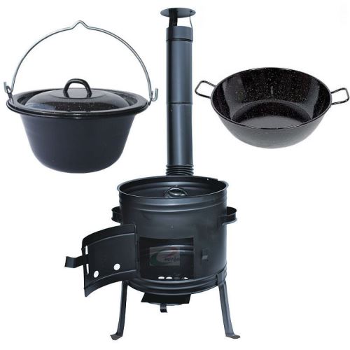 Kotlíkový set Párty 2 v 1, kotlina 42 cm a smaltovaný kotlík 22 L s pokrievkou a hlbokou panvicou