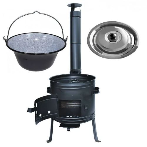 Kotlíkový set Párty, kotlina 39 cm a smaltovaný kotlík 14 L s pokrievkou nerez