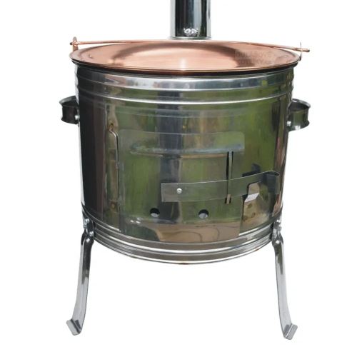 Kotlíkový set Párty Echo nerezová kotlina 45 cm a medený kotlík 30 L