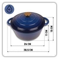 Hrniec liatinový smaltovaný HAGE 4 l modrý 24 cm s pokrievkou (4)