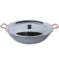 Set hlbokej paella panvice Garcima 45 cm z leštenej ocele a nerezovej pokrievky – pre 8–12 porcií (1)