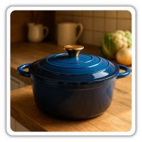 Hrniec liatinový smaltovaný HAGE 5 l modrý 26 cm s pokrievkou (7)