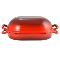 Liatinový pekáč so smaltovaným povrchom 7 l (34 cm) – červený masívny pekáč „Krocan“ na hydinu, hus a indukciu