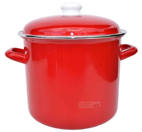 Smaltovaný hrniec červený bordový 5,2 l/20 cm so smaltovanou pokrievkou a chrómovaným lemom