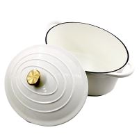 Pekáč oválny liatinový smaltovaný 4,2 l (30 cm) biely sen zlatým madlerm na pokrievke (1)