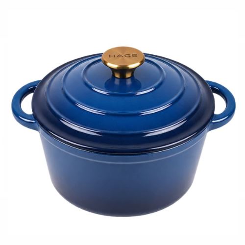 Hrniec liatinový smaltovaný HAGE 4 l modrý 24 cm s pokrievkou