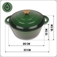 Hrniec liatinový smaltovaný HAGE 5 l zelený 26 cm s pokrievkou (4)