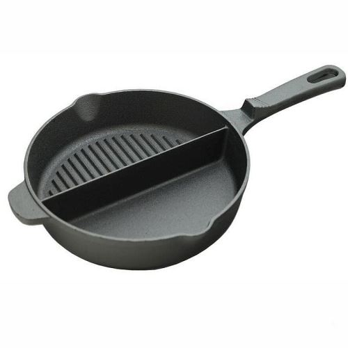 Grilovacia liatinová panvica DUO 25 cm s dvoma zónami