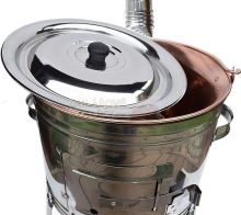 Kotlíkový set Párty Echo 3 v 1, nerezová kotlina 39 cm medený kotlík 14 L s nerezovou pokrievkou, paella panvica a grilovací rošt (1)