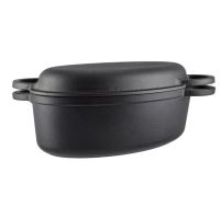 Liatinový pekáč 2v1 oválny 4,2 l (32 cm) s írskymi ušami – set pekáča a samostatné panvice