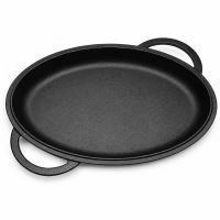 Extra veľký liatinový pekáč 2v1 oválny 7,5 l (37,5 cm) s írskymi ušami – multifunkčný set s panvicou (3)
