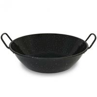 Hlboká smaltovaná paella panvica Garcima 28 cm – čierna oceľová panvica pre 2–3 porcie, nekorodujúca