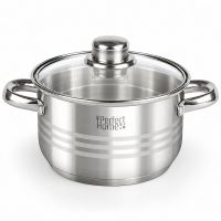 Nerezový hrniec so sklenenou pokrievkou Perfect Home 2 l, Ø 16 cm