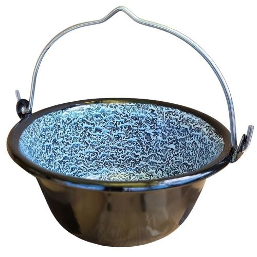 Kotlík smaltovaný servírovací černý, uvnitř šedý mramor 0,8 L BaB.