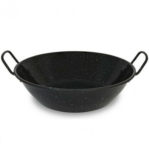 Hlboká smaltovaná paella panvica Garcima 36 cm – čierna oceľová panvica pre 4–6 porcií, nekorodujúca