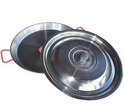 Set paella panvice Garcima z leštenej ocele 38 cm a nerezovej pokrievky – pre 5–8 poctivých porcií