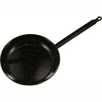 Smaltovaná paella panvica Garcima 28 cm s rukoväťou – čierna oceľová panvica pre 1–2 porcie, nekorodujúca