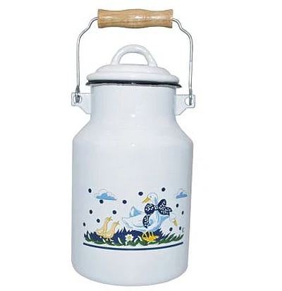 Kanvička na mlieko 1 L biela potlač husi