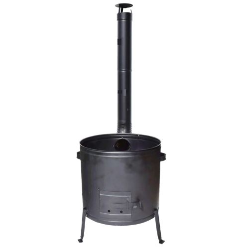 Zabíjačková kotlina 58 cm s dymovodom (rúry + koleno), zosilnený oceľový parák pre 80l kotla