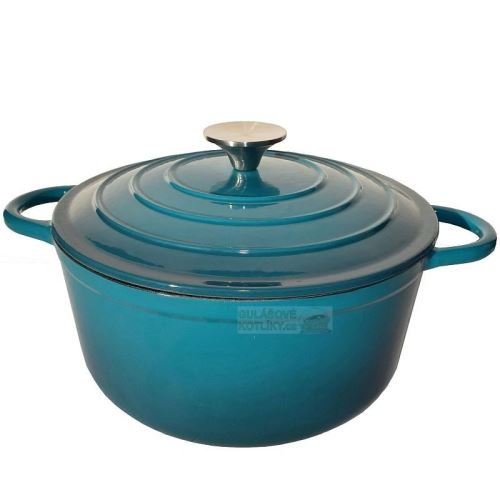Liatinový hrniec so smaltovaným povrchom 3,6 l (24 cm) – tyrkysový univerzálny kastról s pokrievkou na indukciu aj pečenie